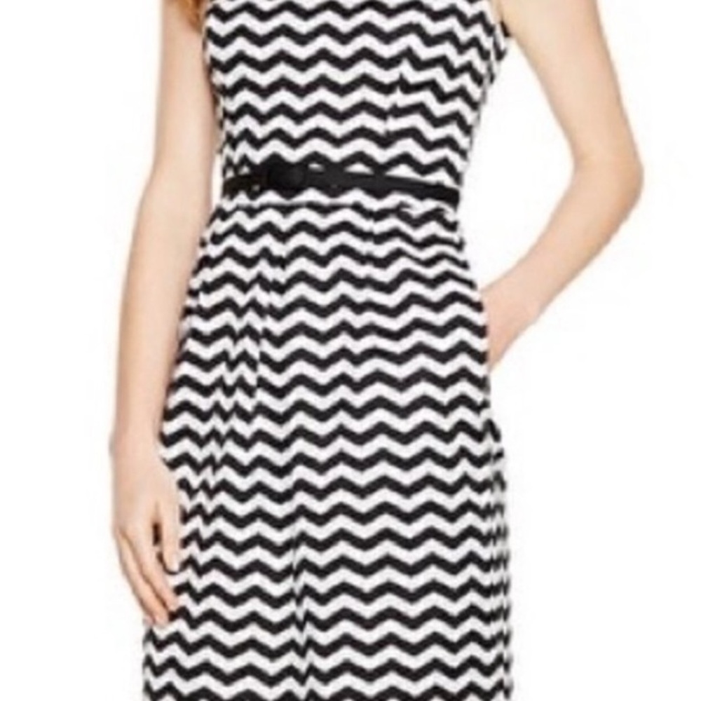 White House Black Market Black and White chevron dress